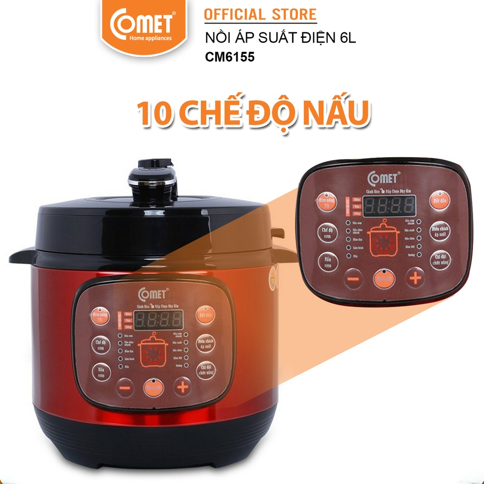 Có hỏa tốc  - Nồi áp suất điện tử cao cấp 6L COMET - CM6155