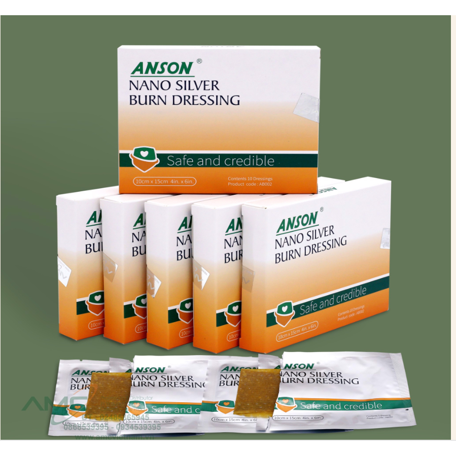 (hỏa tốc) Gạc y tế Anson nano silver burn dressing (Gạc vết thương bỏng nano bạc Anson) - 1 miến
