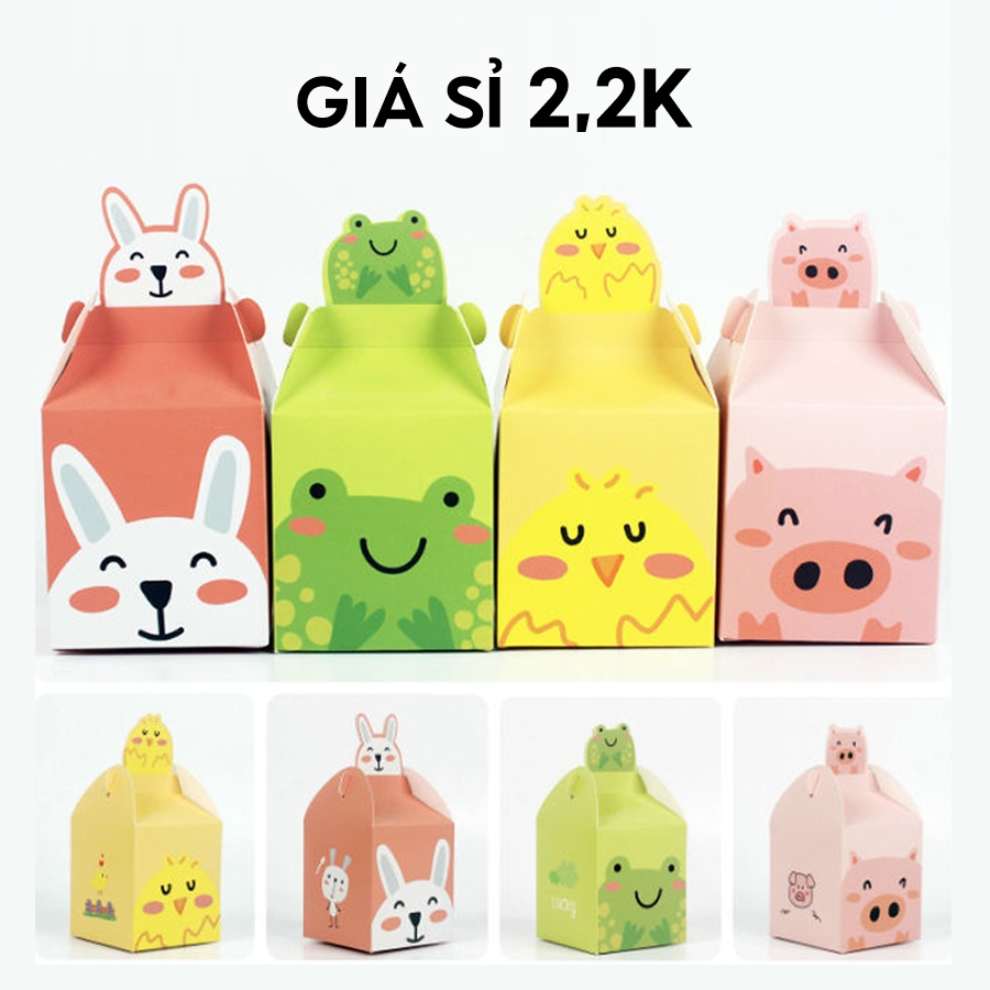 Hộp giấy đựng quà hình thú, hộp đựng quà nhiều màu sắc bắt mắt cho bé đựng kẹo, quà Trung thu, Tết thiếu nhi-br02014