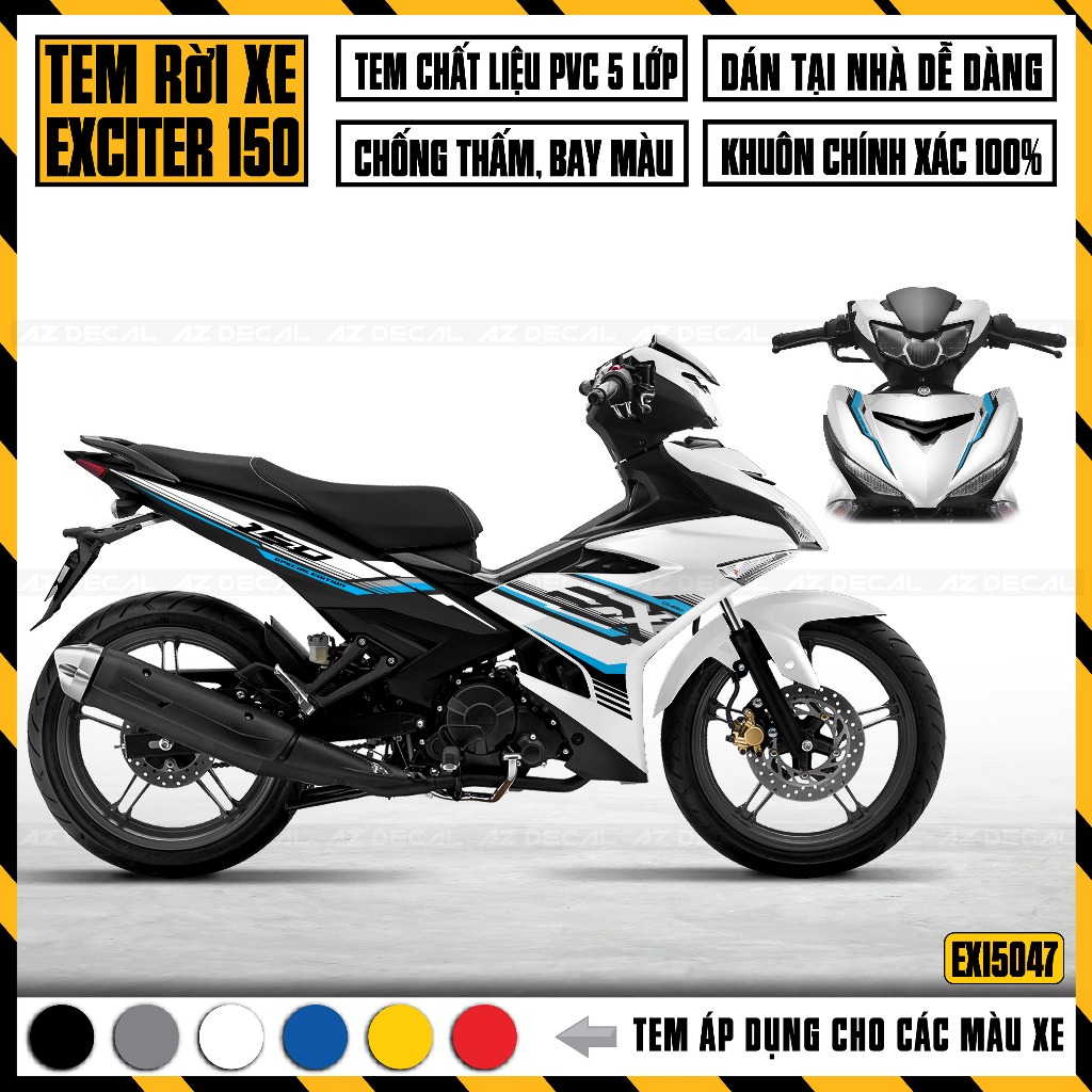 Tem Exciter 150 Thiết Kế Sport | EX15047 | Team Decal Rời Hình Dán Xe Máy Ex150 Xanh Đỏ Đen Trắng Chống Nước Bền Màu