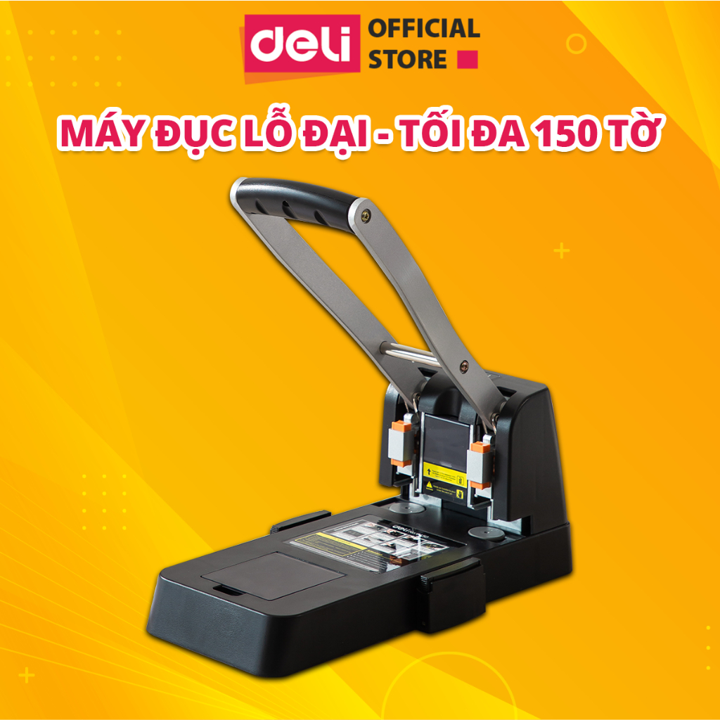 Máy Đục Lỗ Đại Deli Chính Hãng - Tối Đa 150 Tờ - Chất Liệu Cao Cấp, Chống Gỉ, Dễ Dàng Sử Dụng - Lưỡi Đục Trợ Lực - E0150