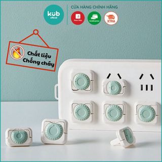 Bộ 24 nút bịt ổ cắm điện cao cấp KUB làm từ nhựa chống cháy V0, bịt ổ điện có khóa xoay chốt an toàn cho bé