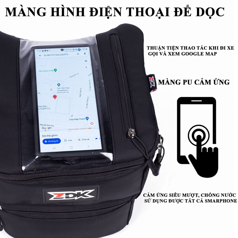 Túi treo đầu xe máy ZDK 3 tầng cho anh em đi xe máy