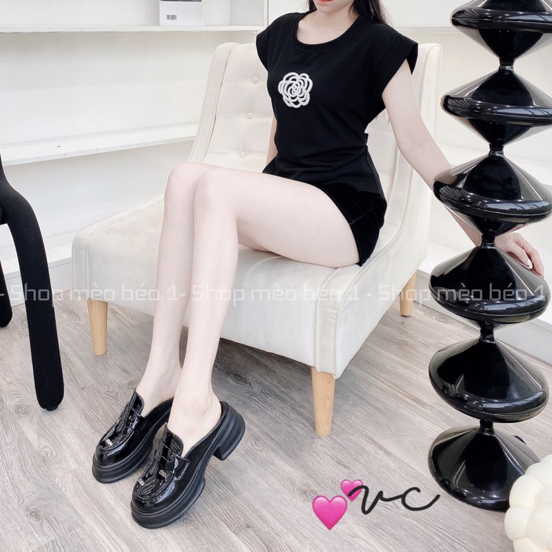 Sục miu mũi tròn da bóng đế tim cao fullbox hàng quảng châu cao cấp