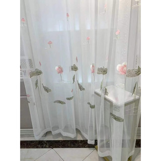 Vải rèm voan thêu sen. Vải rèm voan thêu, rèm cửa sổ, rèm phòng khách, phòng ngủ, ngăn phòng