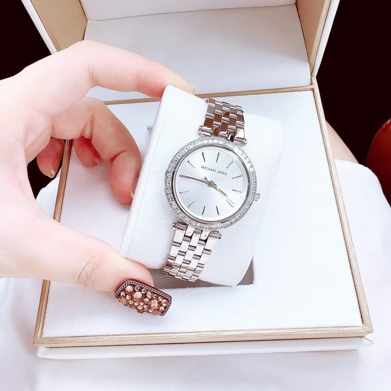 Đồng Hồ Nữ  Michael Kors MK3364  Máy Quartz  Mặt Tròn Vuông Siz 33mm Dây Thép Không Gỉ