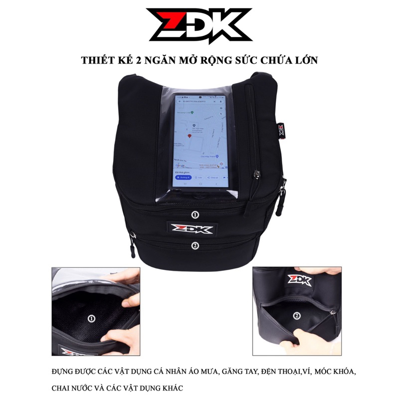 Túi treo đầu xe máy ZDK 3 tầng cho anh em đi xe máy