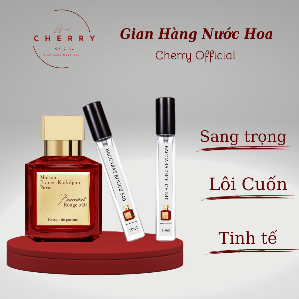 Nước hoa Unisex Maison MFK Baccarat Rouge 540 sang trọng quý phái lưu hương lâu Chiết 10ml - Cherry Official