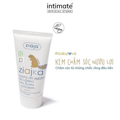 Kem Đánh Răng Chăm Sóc Nướu Lợi Cho Bé Ziajka ZIAJA Bổ Sung Xylitol Vị Ngọt Nhẹ, Không Flour 50ml Date T3.2027