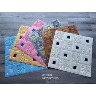 Xốp dán tường 3D Hoa văn tim có tem màu kèm theo (nhũ màu CHƯA dán sẵn vào xốp, KHÁCH VỀ TỰ DÁN) KT 70x70cm