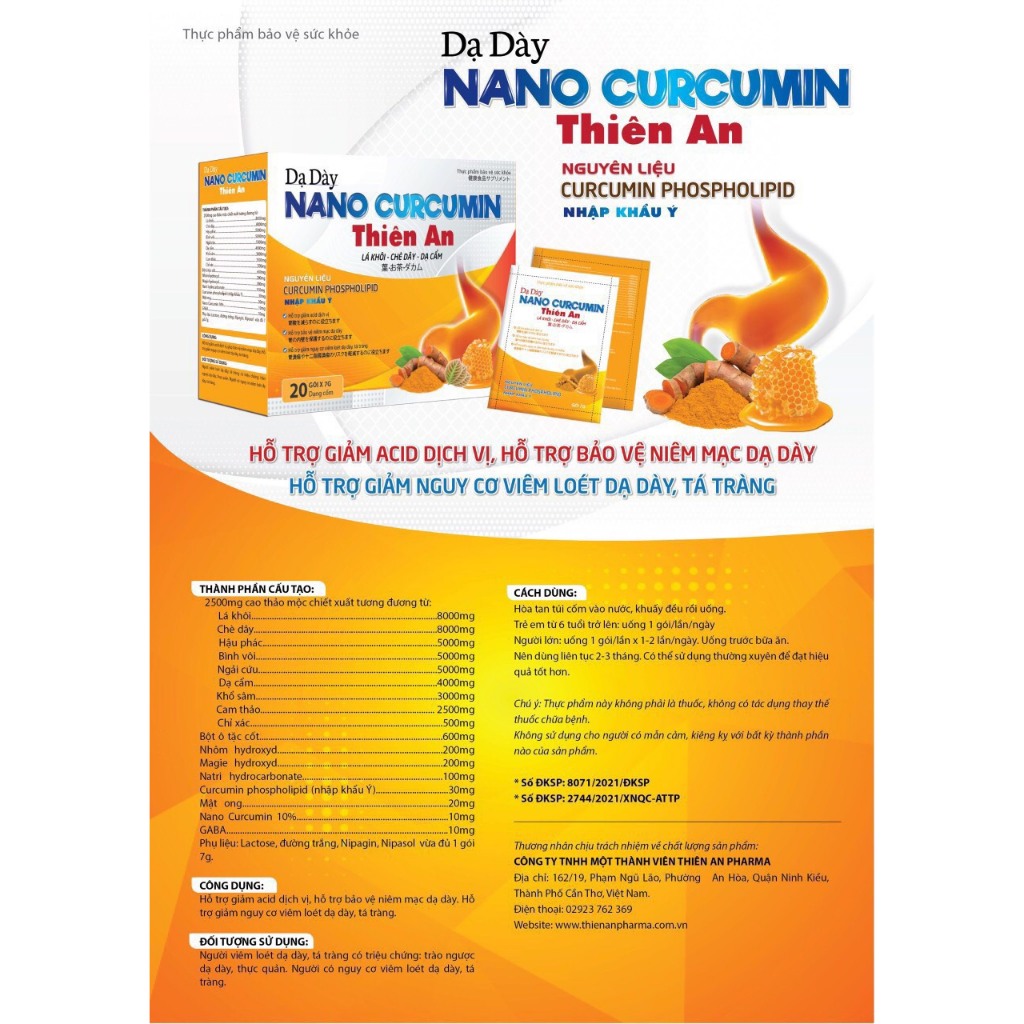Dạ Dày Nano Curcumin Thiên An - Hỗ trợ giảm nguy cơ viêm loét dạ dày,tá tràng