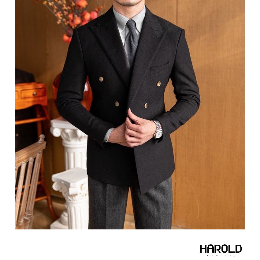 Suit Jacket Nam Cao Cấp Harold Imperial Peak Lapel - Áo Vest Công Sở Sang Trọng, Chống Nhăn, Độ Bền Cao, Formal