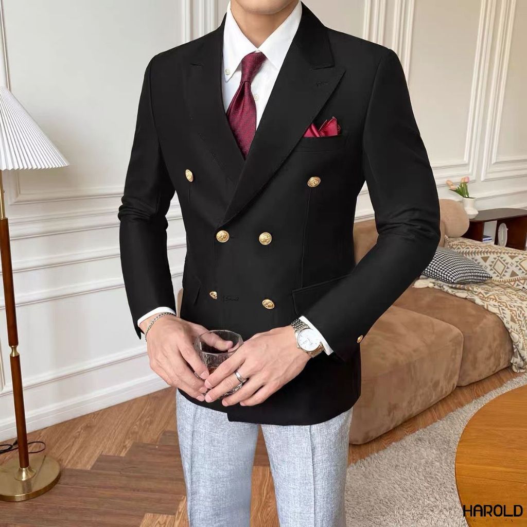 [HCM] Suit Jacket Nam Cao Cấp Harold Imperial Peak Lapel - Áo Vest Công Sở Sang Trọng, Chống Nhăn, Độ Bền Cao, Formal