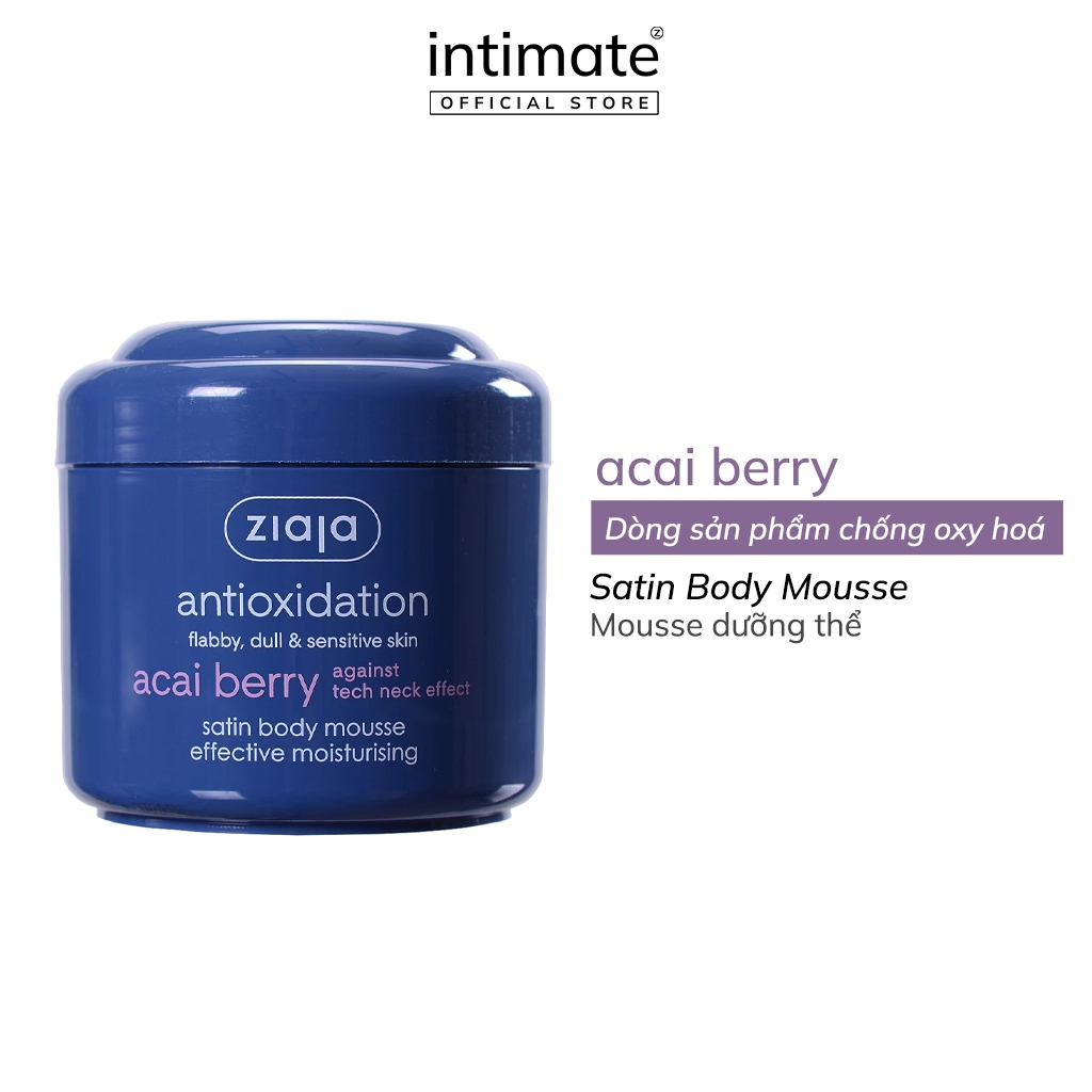 Kem Dưỡng Thể Acai Berry Satin Body Mousse ZIAJA Hỗ Trợ Chống Oxy Hóa, Cung Cấp Độ Ẩm Cho Da Lọ 200ml