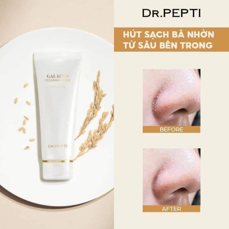 Sữa Rửa Mặt Gạo Giúp Làm Sạch Sâu Và Giúp Trắng Da, Mờ Thâm Sạm Dr.Pepti+ Galacto Cleansing Foam 110ml