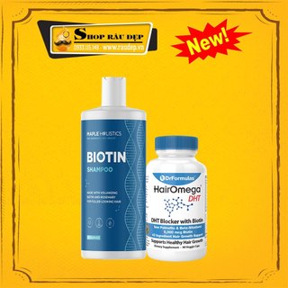  Combo - Hỗ Trợ Mọc Tóc Nhanh Dầu Gội Biotin + Viên DHT Hairomega