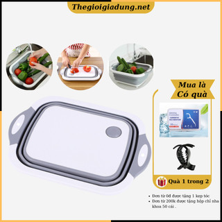 Chậu gấp gọn 3 trong 1 , chậu nhựa , thớt nhựa đa năng nhỏ gọn