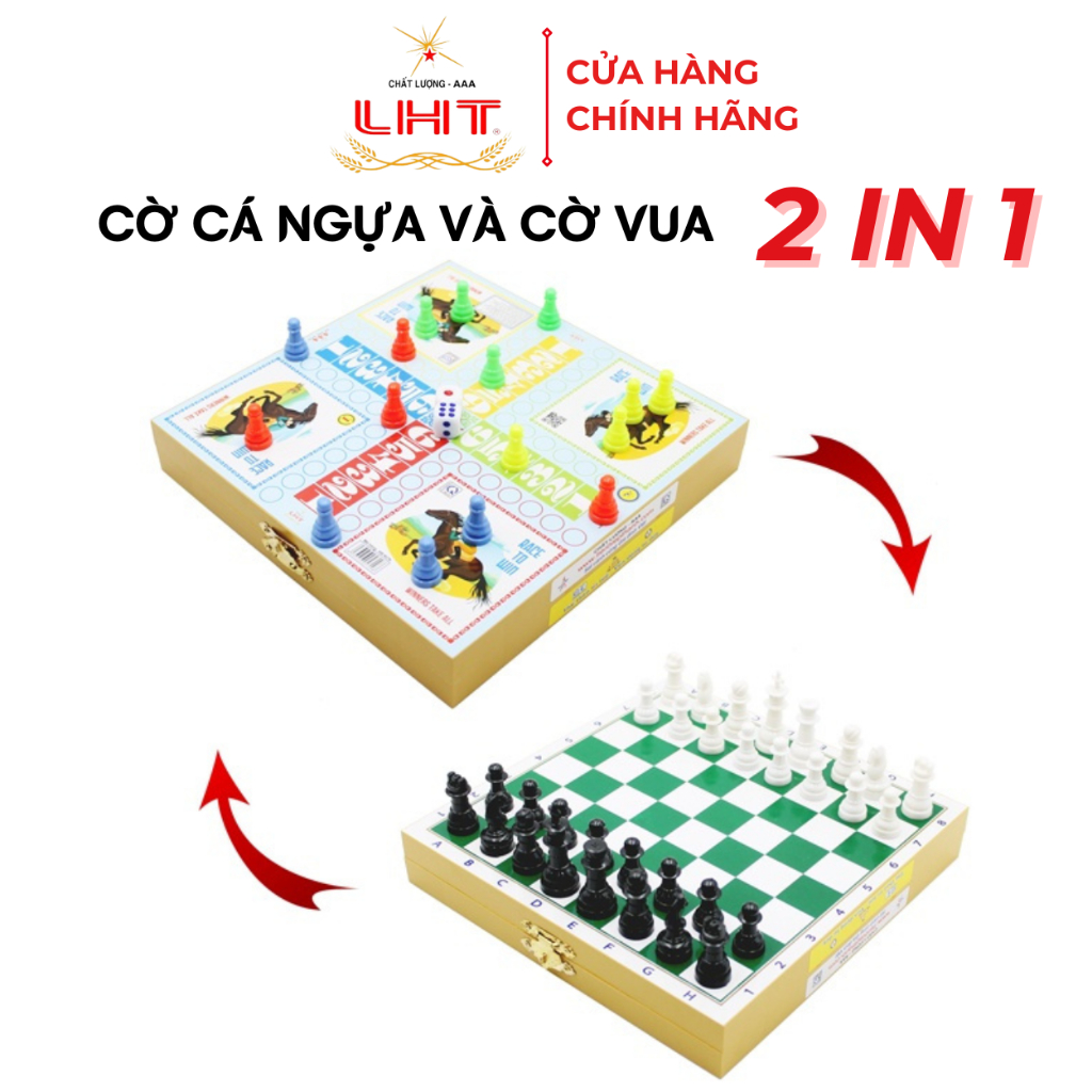 Combo cờ cá ngựa và cờ vua nhỏ LIÊN HIỆP THÀNH - In máy nhiều màu