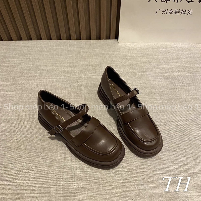 Giày moca quai ngang khoá cài đế thấp da lì basic fullbox hàng quảng châu cao cấp