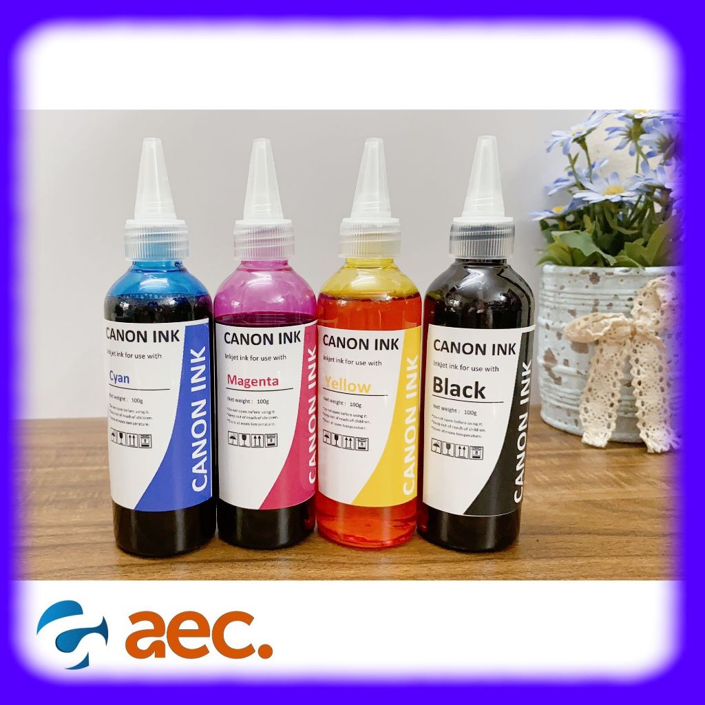 Bộ 4 chai mực Dye UV MZN chống bay màu chai 100ml gồm 4 màu (BK/C/M/Y) dùng cho các máy in Canon