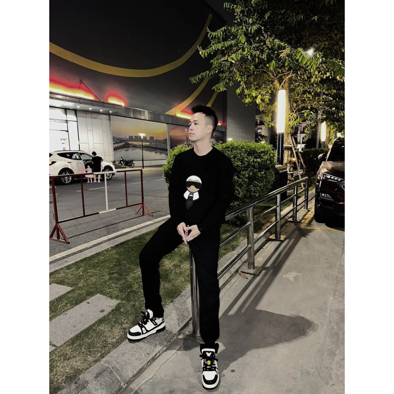 Áo Sweater len - Fendi x Karl - Big logo Glass tán đinh new2023