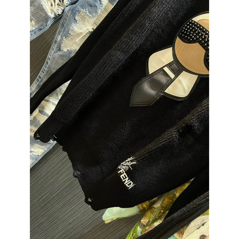 Áo Sweater len - Fendi x Karl - Big logo Glass tán đinh new2023