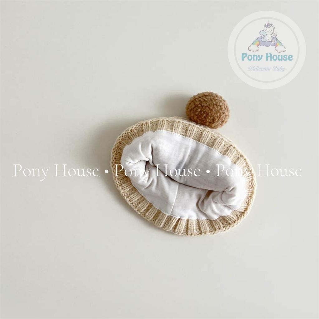 Mũ len 2 lớp phong cách hàn quốc dày dặn mùa đông cho bé trai bé gái 6 - 24 Tháng