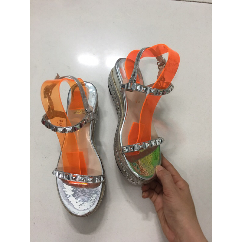 Dép quai hậu nữ đính đá sandal đế cao, hàng QC cao cấp