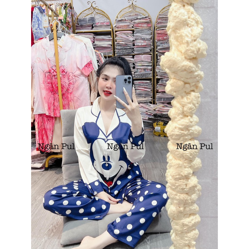 Set lụa xước thiết kế tay dài quần dài siêu xinh