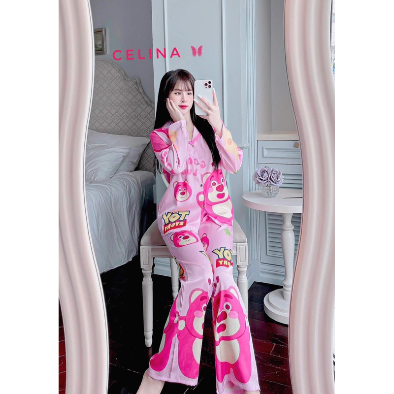 Set lụa xước thiết kế tay dài quần dài siêu xinh