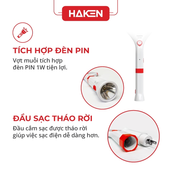 Vợt bắt muỗi HAKEN - Pin sạc Lead-acid 400mah Model HK-VM10