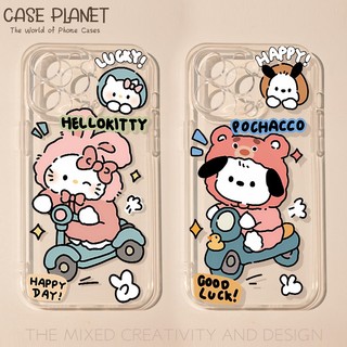 Ốp iphone trong kitty và pocha lái xe cho ip 6 6s 7/7plus/8/8plus/x/xr/xs/11/12/13/pro/max/promax/14/pro/max u1110