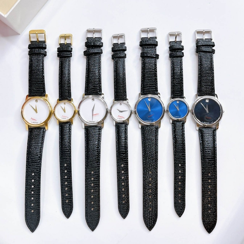 Đồng hồ đôi dây da M.o.v.a.d.o thời trang đẹp, size 38mm dây da cao cấp, chống nước, kiểu dáng thanh lịch bảo hành máy 3