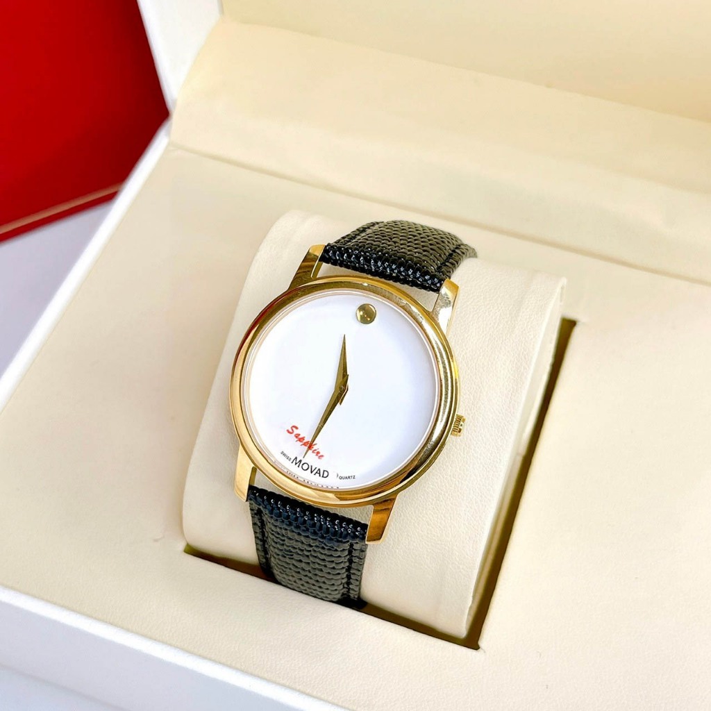 Đồng hồ đôi dây da M.o.v.a.d.o thời trang đẹp, size 38mm dây da cao cấp, chống nước, kiểu dáng thanh lịch bảo hành máy 3