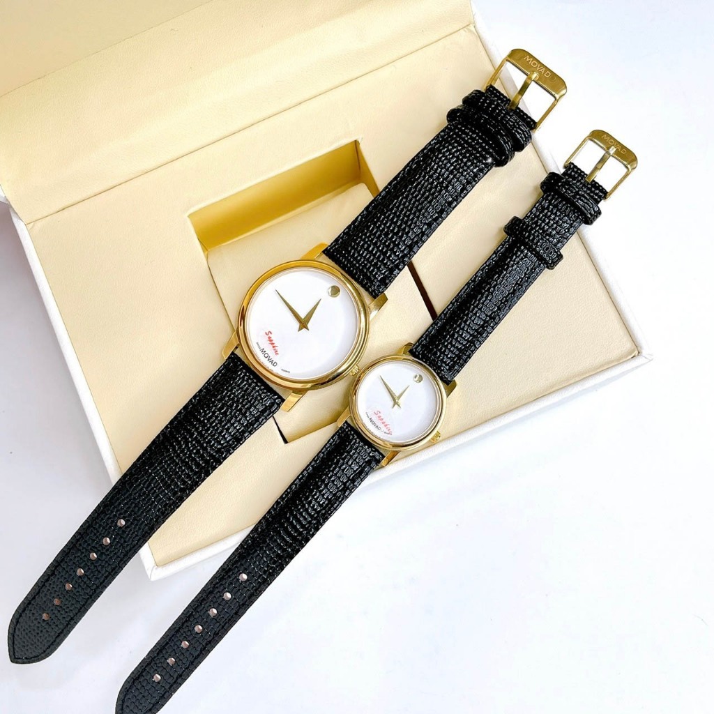 Đồng hồ đôi dây da M.o.v.a.d.o thời trang đẹp, size 38mm dây da cao cấp, chống nước, kiểu dáng thanh lịch bảo hành máy 3