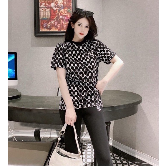 Áo thun MLB NY tay lỡ form rộng nam nữ phông cotton xuất dư sang xịn mịn cao cấp