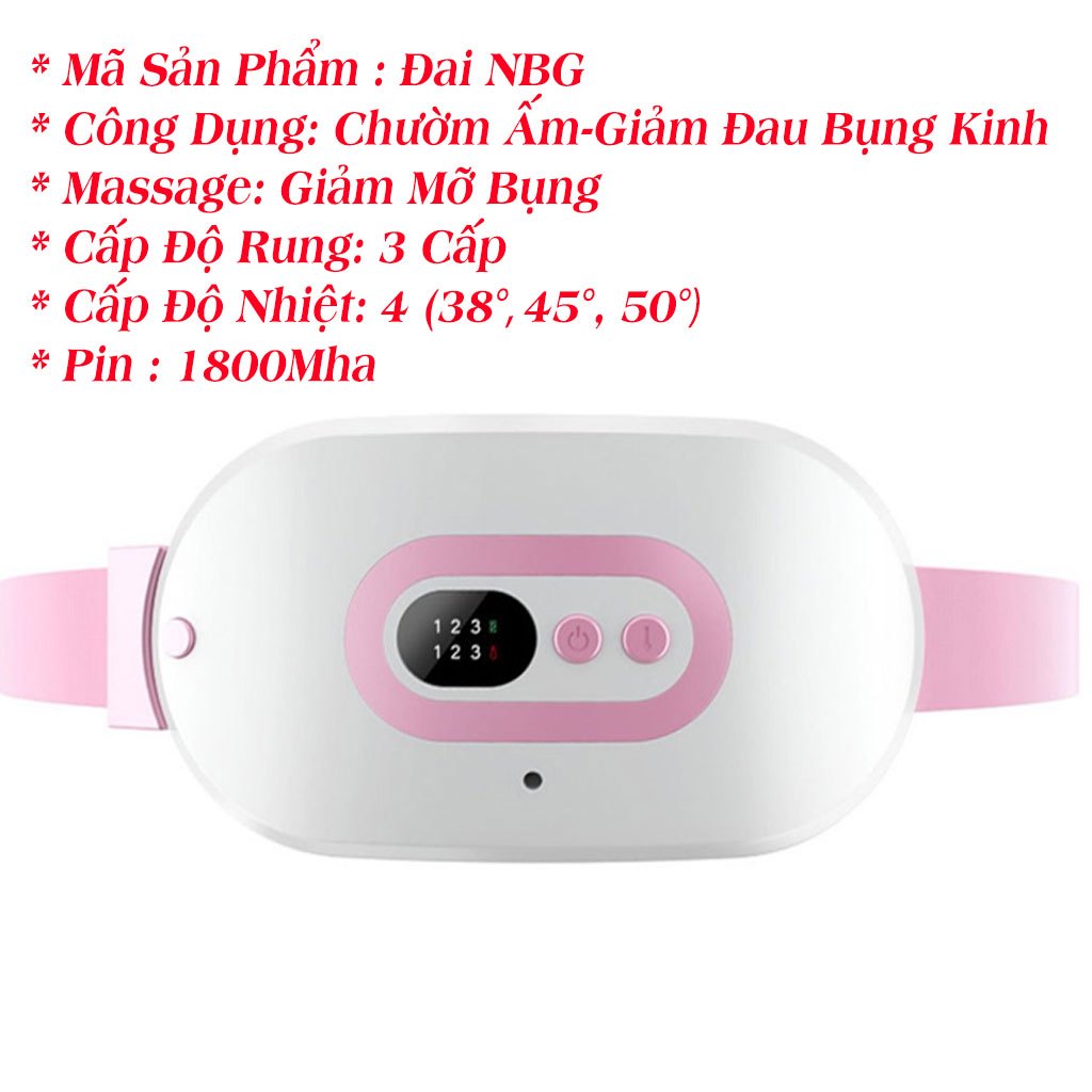 Đai massage bụng kinh giảm mỡ giảm cân hình thỏ, máy chườm nóng giảm đau bụng kinh, massage bụng lưng.
