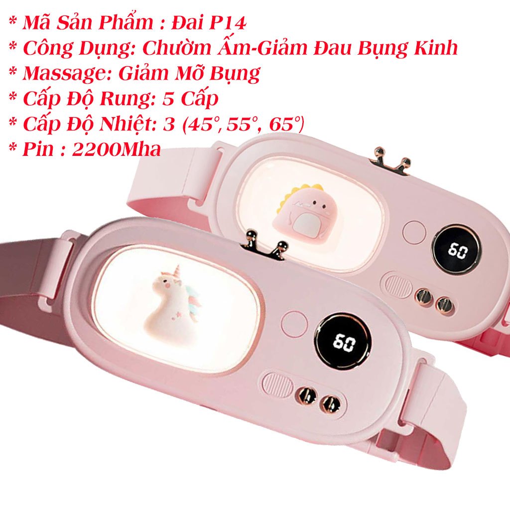 Đai massage bụng kinh giảm mỡ giảm cân hình thỏ, máy chườm nóng giảm đau bụng kinh, massage bụng lưng.