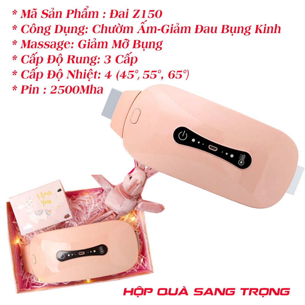 Đai massage bụng kinh giảm mỡ giảm cân hình thỏ, máy chườm nóng giảm đau bụng kinh, massage bụng lưng.