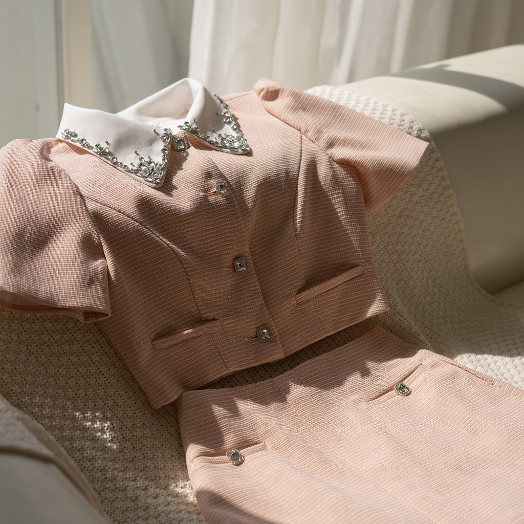 DARLING.ISM - Set áo khoác đính đá và chân váy ngắn Audrey Set vải tweed