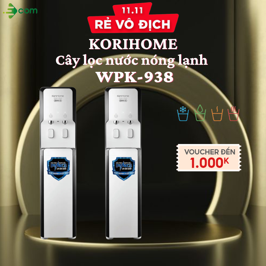 Máy lọc nước tích hợp nóng lạnh Korihome WPK-938