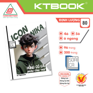 Gói 5 cuốn Tập Học Sinh cao cấp Soái Ca KTBOOK giấy trắng ĐL 80gsm - 200 trang 4 ô ly (5 cuốn/gói)
