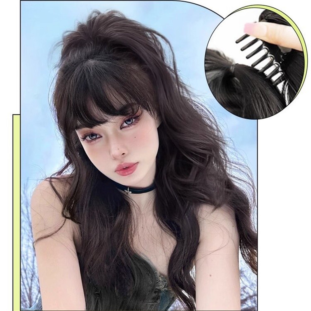 Tóc giả búi ngoạm 30cm xoăn tự nhiên phong cách Hàn Quốc