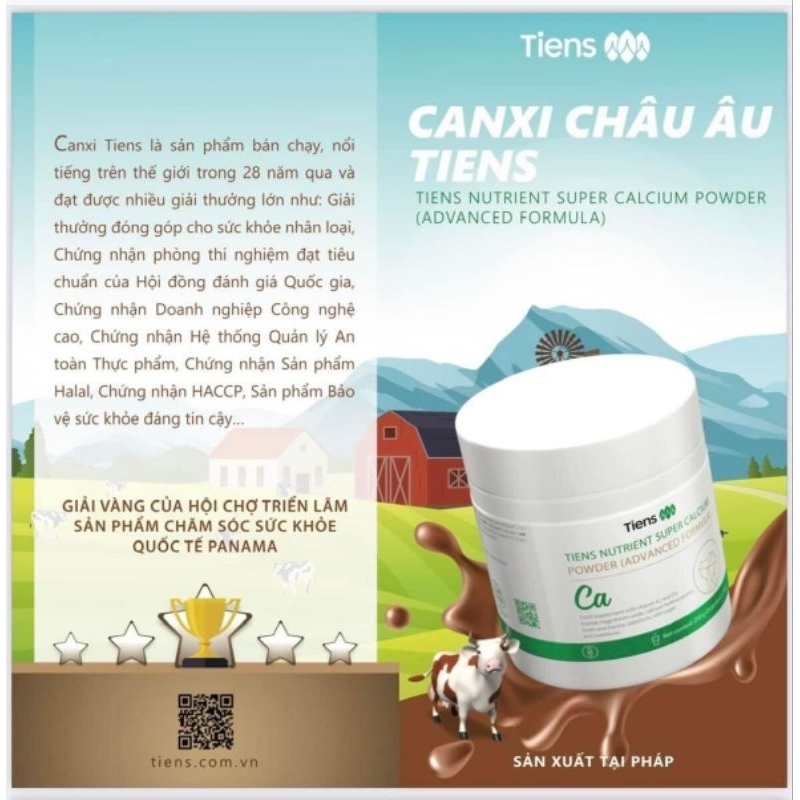 Thực phẩm chức năng,CANXI PHÁP DẠNG BỘT HÒA TAN TIENS