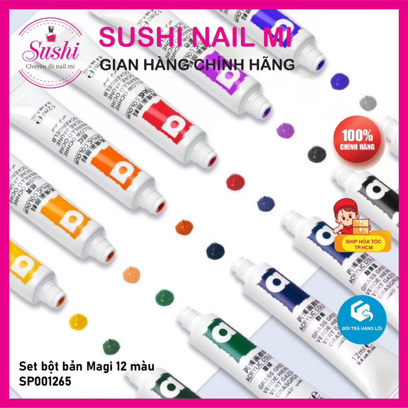 Set bột bản Magi 12 màu chuyên dụng cho nail - Sushi nail mi