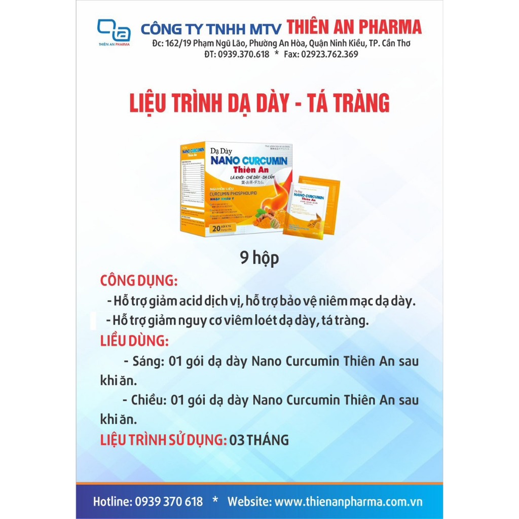 Dạ Dày Nano Curcumin Thiên An - Hỗ trợ giảm nguy cơ viêm loét dạ dày,tá tràng