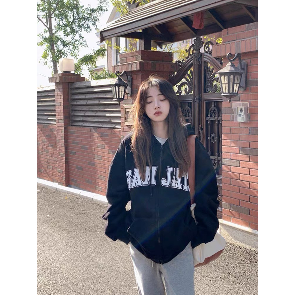 Hoodie Zip Unisex - Áo Khoác Nam Nữ Nỉ Bông Form Rộng Unisex In Chữ SANJATI top hot trend