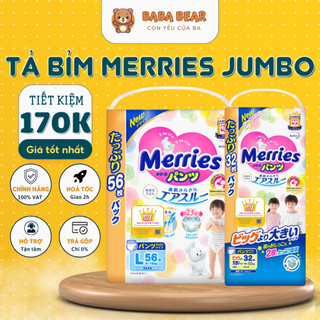 Merries jumb cộng miếng tã/bỉm quần merries jumbo đủ size l56/xl50/xxl32 mới