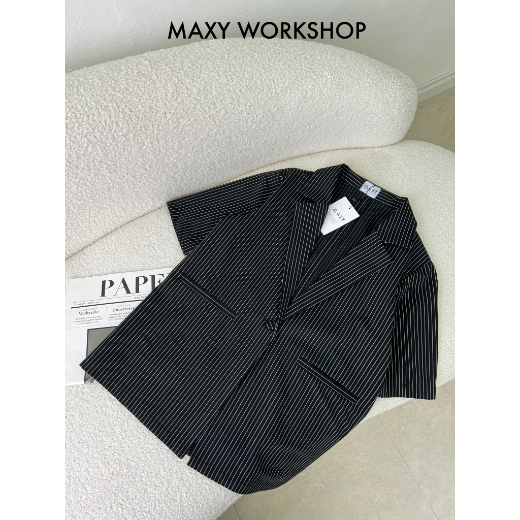 Áo blazer nữ ngắn tay có túi Trendy short blazer Maxy Workshop
