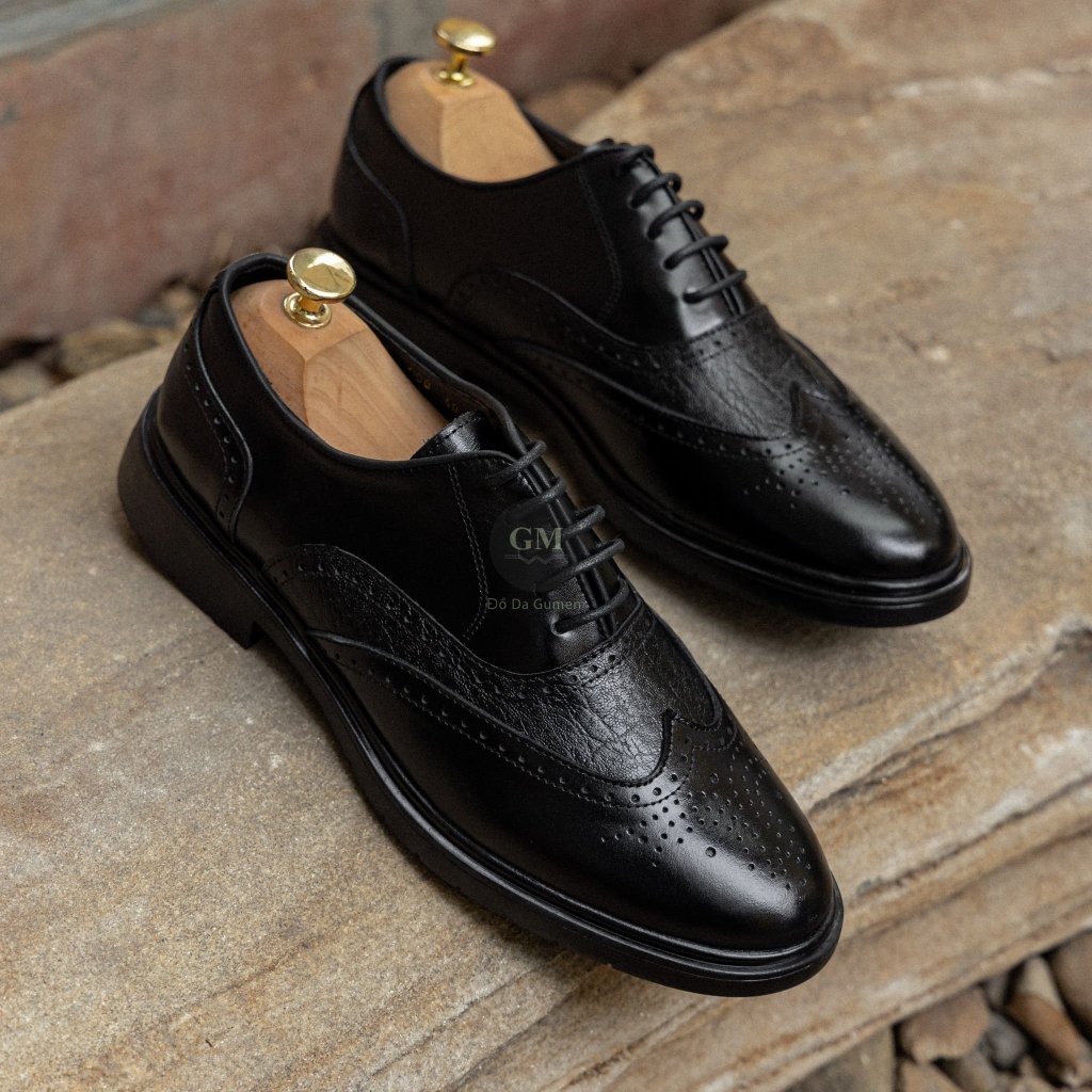 Giày Tây Da NAPPA Cao Cấp GUMEN OXFORD Wingtip CS008 Đế Khâu Toàn Bộ Cao Su Đúc Nguyên Khối